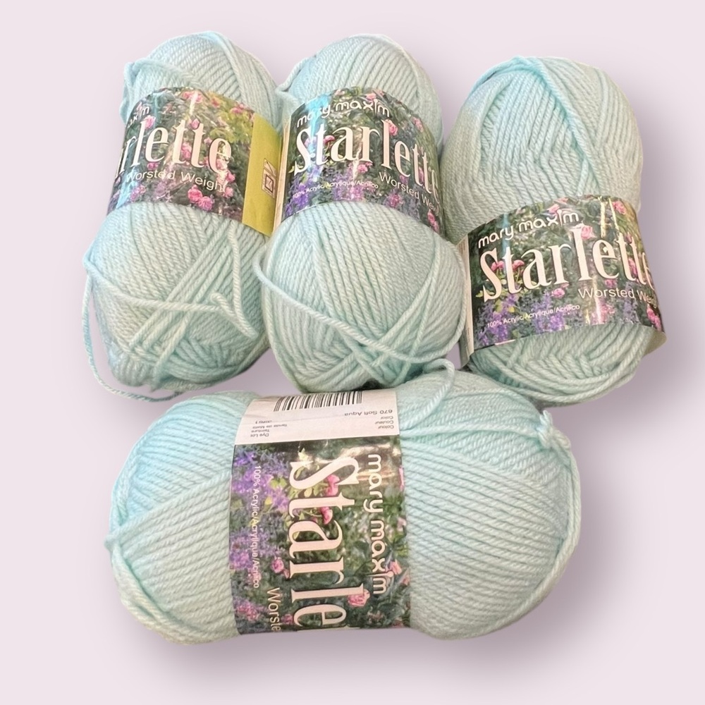 Lot Of 4 Mary Maxim Yarn SOFT AQUA WORSTED WEIGHT - 4‎ Green Blue #670 NEW